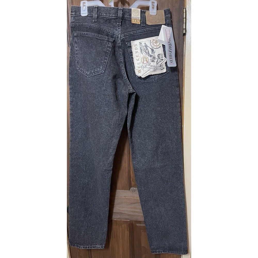 Vtg 80s 90s Deadstock Weekends Acid Wash Black Denim Jeans Relaxed Fit NWT 33x34